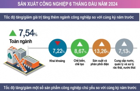 Infographic: Tình hình kinh tế – xã hội tháng 6 và sáu tháng đầu năm 2024